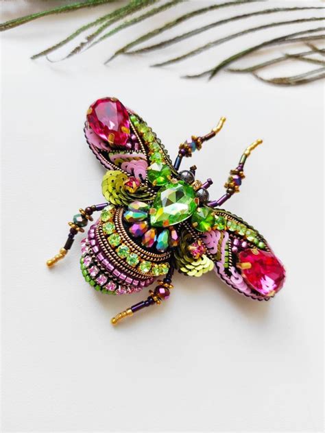 Beaded Brooch Insect Brooch Insect Pin Beetle Brooch Bug Etsy
