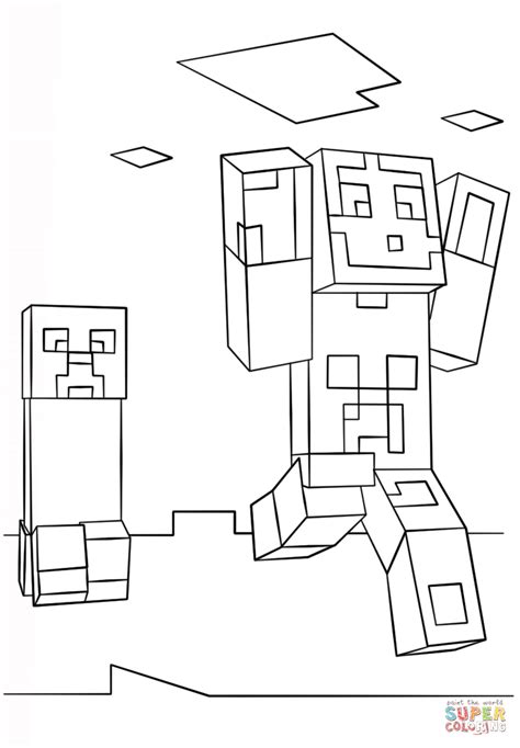 Desenho De Minecraft Steve E Rastejador Para Colorir Desenhos Para
