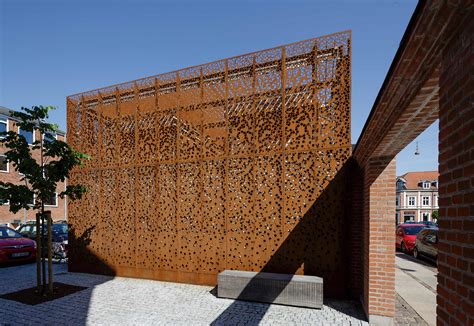 Perforated Corten Panels As Cladding Municipal Building In