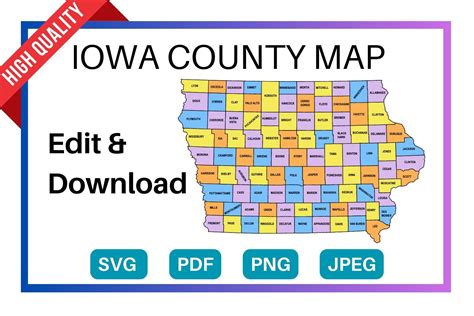 Iowa County Map Editable And Printable State County Maps