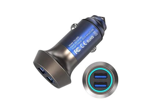 Usb Car Charger 24w48a Metal Dual Fast Car Charger Adapter Compatible
