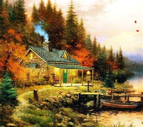 Thomas Kinkade Autumn Paintings Drawnpaintingoil