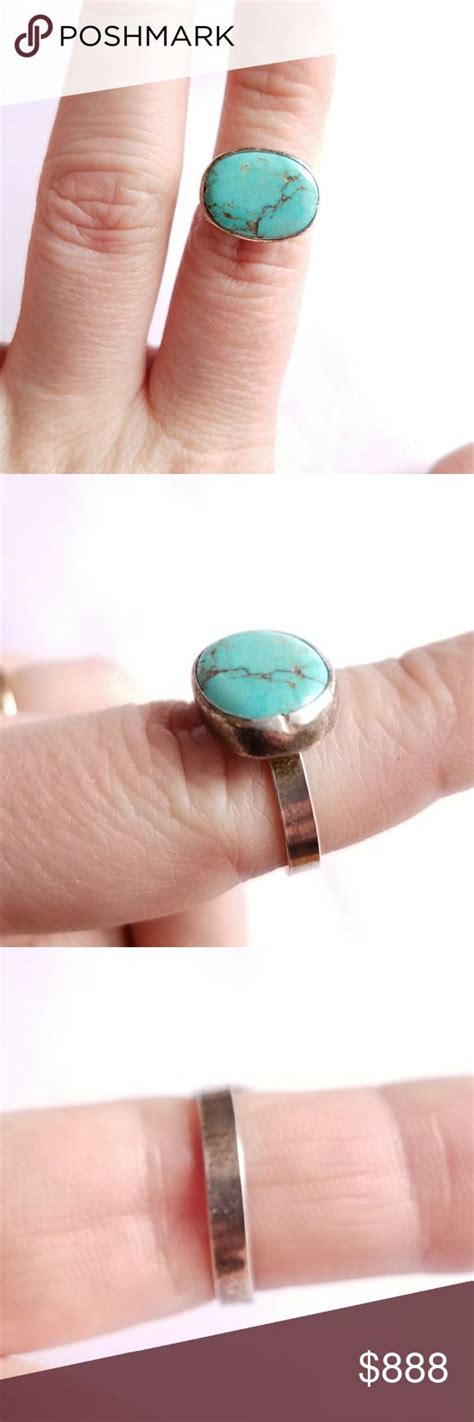 Sterling Silver Turquoise Ring Blue Green Stone Sterling Silver Rings