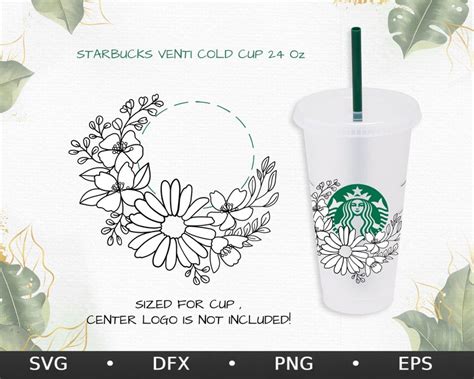 Floral Starbucks Wrap Svg Flower Cold Cup Venti Cup 24 Oz Etsy