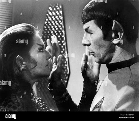 Star Trek From Left Joanne Linville Leonard Nimoy The Enterprise