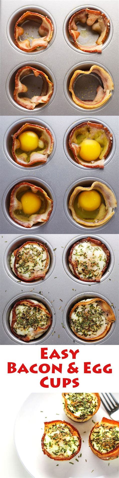 Easy Bacon And Egg Cups Recipe Easy Bacon Recipes Food