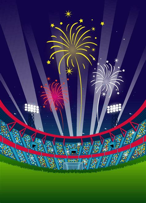Soccer Stadium Fireworks Celebration 23231428 Vector Art At Vecteezy