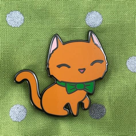 Orange Cat Enamel Pin Cartoon Cat Pin Happy Cat Pin Cat Art Etsy