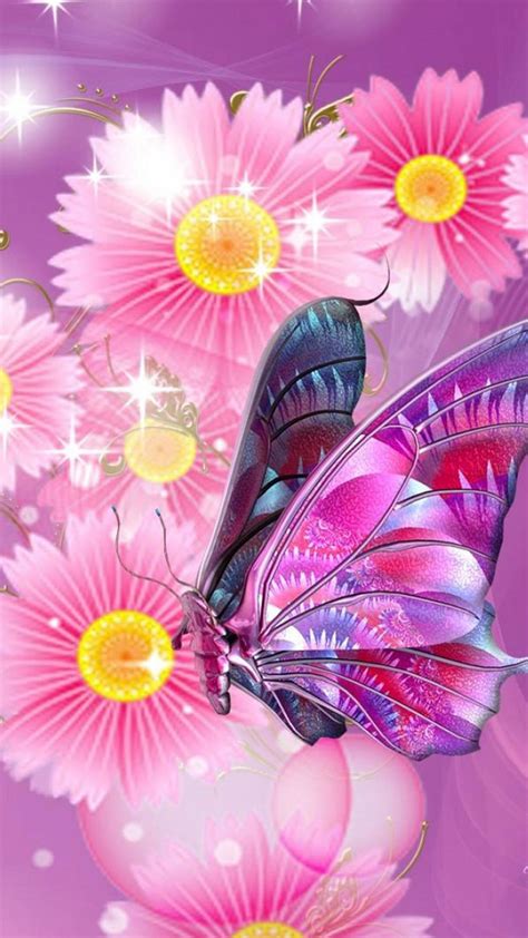 Download Pretty Butterfly Flower Lock Screen Wallpaper