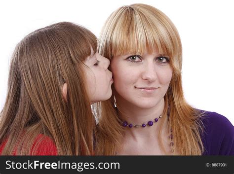 Daughter Kissing Her Happy Mother I Love My Mom Free Stock Images Photos