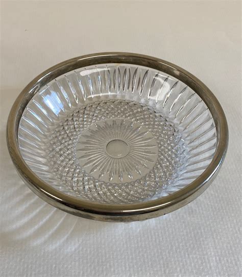Set Of Vintage Silver Plate Rimmed Cut Glass Bowls Etsy