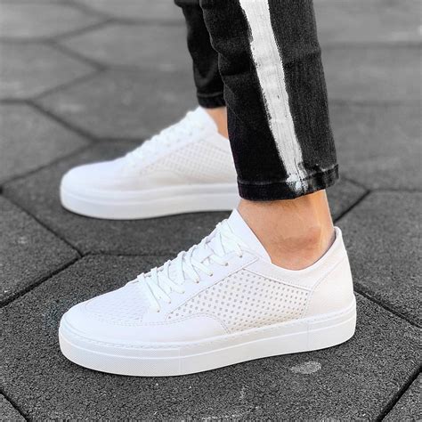 Mens New Stylish Dotted Sneakers White