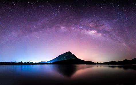 Night Landscape Mountain And Milky Way Galaxy Background 1280 X 800