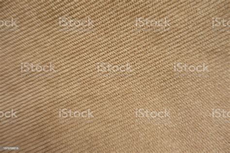 Texture Of Light Brown Corduroy Fabric From Above Stock Photo
