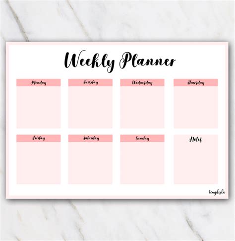 Pink Landscape Weekly Planner Template Weekly Planner Inserts Daily