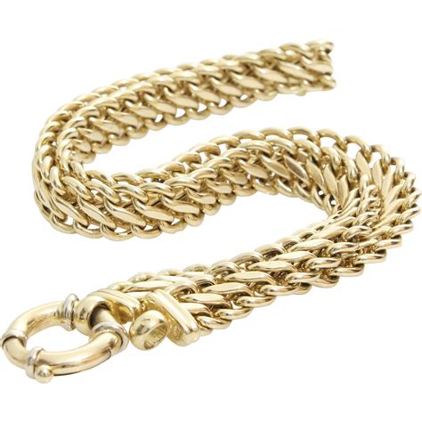 Gold Chain Link Necklace 14k Yellow White Italy Vintage Byzantine