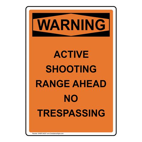 Vertical Active Shooting Range Ahead No Sign Osha Warning