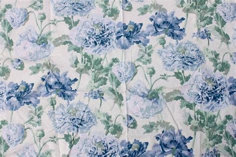 Vintage Blue Floral Chintz Fabric Blue Flower Print Cotton Etsy