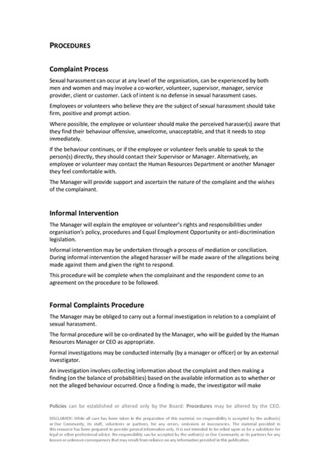 Sexual Harassment Policy Template In Word And Pdf Formats Page 5 Of 7