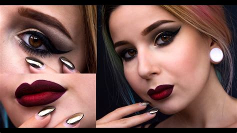Dramatic Makeup Red Ombre Lips And Black Eyeliner Urban