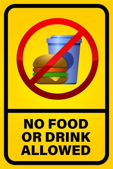 no food or drink allowed sign vector design template of warning about no eating or drinking in