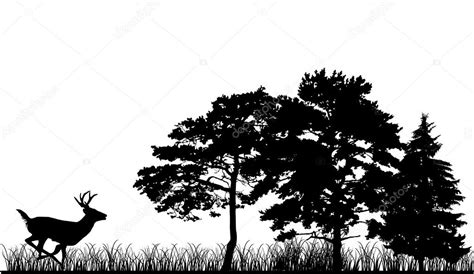 Download deer in woods silhouette and use any clip art,coloring,png graphics in your website, document or presentation. Trees and deer silhouettes — Stock Vector © Dr.PAS #6650613