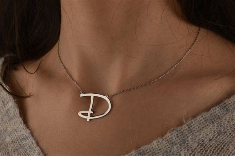 Capital S Necklace Gold Rose Gold Silver Initial Necklace Etsy