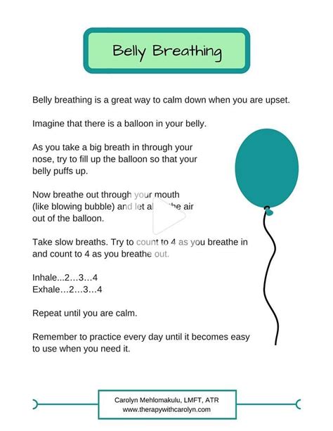 Handout To Teach Kids About Deep Breathing For Relaxation Great Tool
