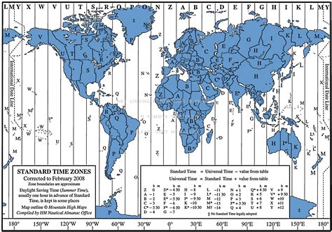Printable Time Zone Chart