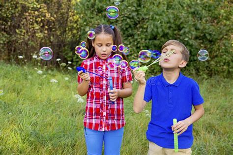 Kids Playing With Bubbles Stock Image Image Of Play 105187589