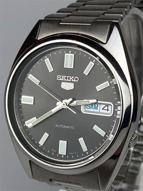 Seiko Automatic Stainless Steel Black Dial Mens Watch Snxs K