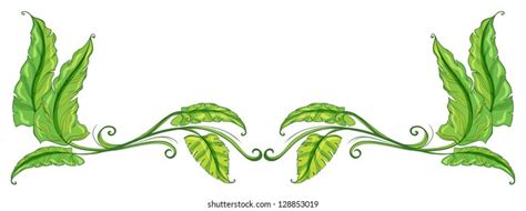Illustration Green Leafy Border On White Stock Vector Royalty Free