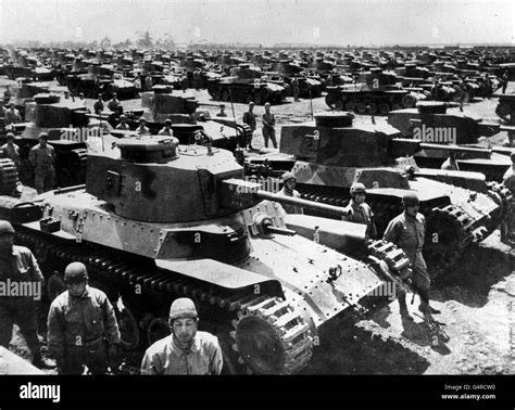 Japanese Tank Crews Surrender To Allies Japan 1945 Stock Photo Alamy
