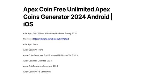 Apex Coin Free Unlimited Apex Coins Generator 2024 Android Ios