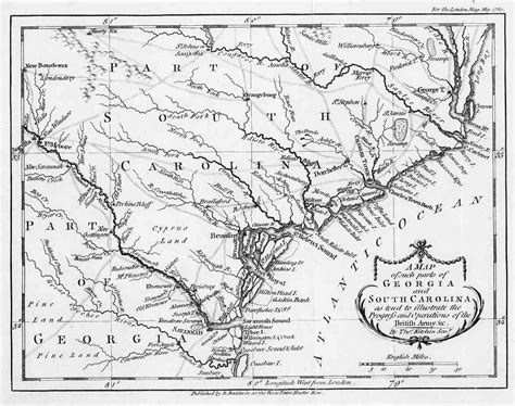 1780 Map Of South Carolina And Georgia During Revolutionary War English
