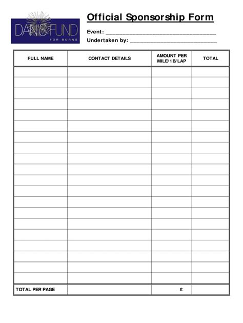 Sponsor Form Template Fill Online Printable Fillable Blank Pdffiller