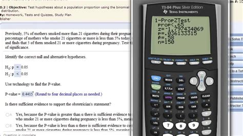 Hypothesis Testing Population Proportion Ti 83 Or Ti 84 Calculator