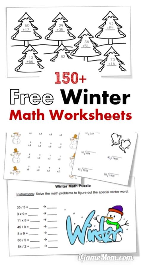 Winter Math Worksheet First Grade
