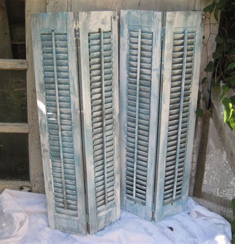 Antique Wood Shutters Custom Painted Rustic Distressed Etsy Rustic