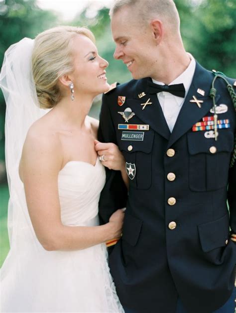 Beautiful Bride And Handsome Groom In Army Dress Uniform Photography