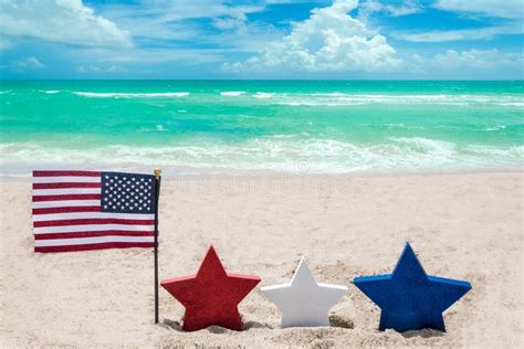 Patriotic Usa Background On The Sandy Beach Stock Image Image Of