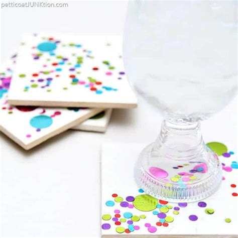 Make Diy Confetti Tile Coasters Using Mod Podge And