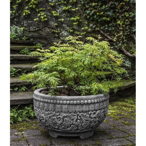Campania International Inc Jaipur Bowl Cast Stone Pot Planter