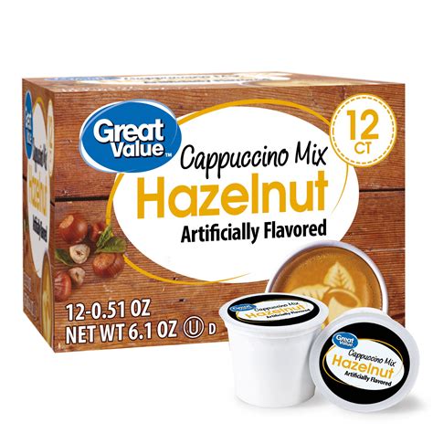 Great Value Hazelnut Cappuccino Mix Single Serve Coffee Pods 12 Count