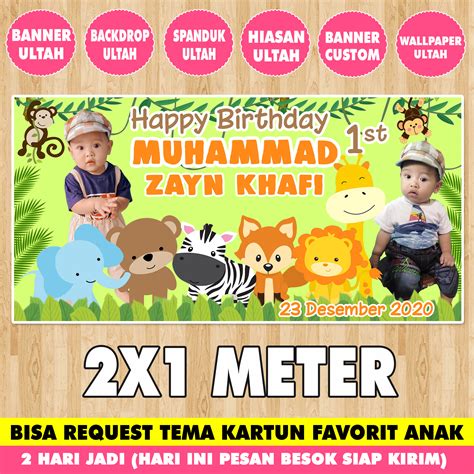 Banner Ulang Tahun Anak Custom Gambar 2 x 1 Meter - Spanduk Banner