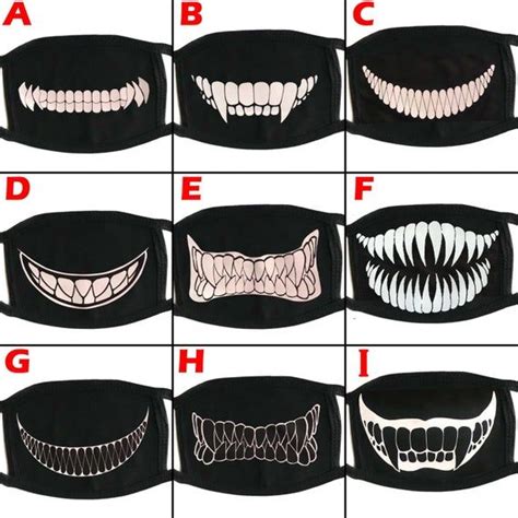 Demon Monster Scary Teeth Anime Big Design Face Cover Mouth Mask