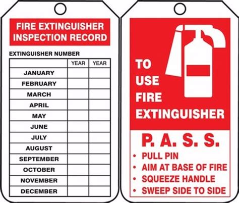 You can import it to your word processing software or simply print it. FIRE EXTINGUISHER INSPECTION RECORD... Tags 4 1/4" x 2 1/8 ...