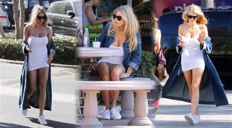 Charlotte Mckinney Showed Her Nude Pussy Upskirt During Lunch 7 Photos