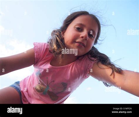 Pretty 8 Year Old Girl Looking To Camera Stock Photo Alamy