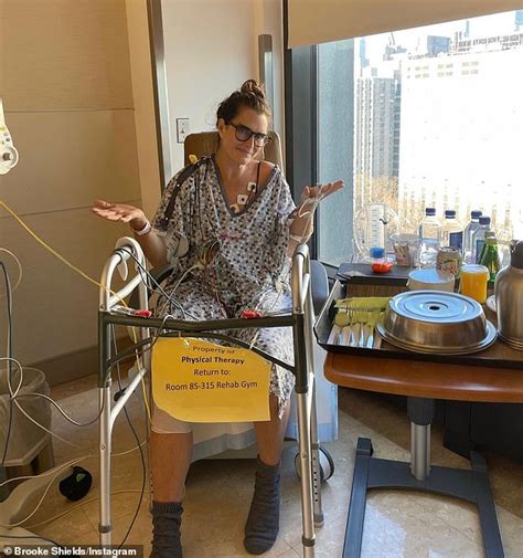 Brooke Shields Looks Like Shes On The Mend As She Gets Around On Crutches After Breaking Her